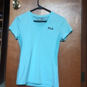 FILA Mint Colored Athletic V-Neck T-Shirt